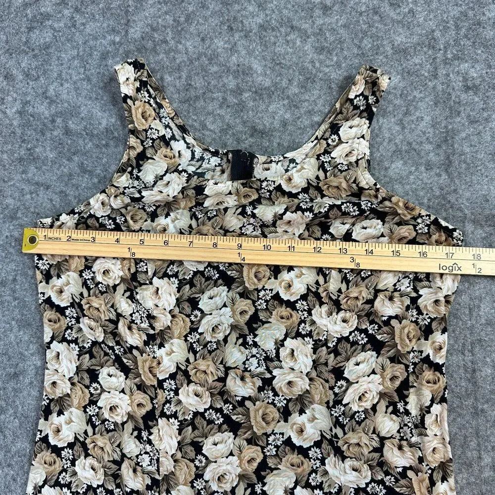 Vintage Molly Malloy Women's Size 8 Floral Maxi Dress Tank Sleeveless Black Beig